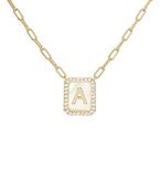 Initial Letter Rectangle Pendant Necklace