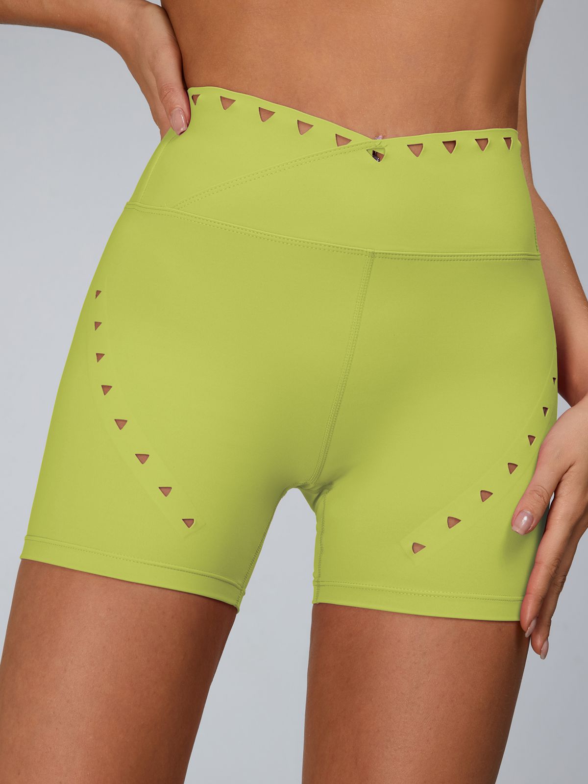 Cutout V Shape Waist Spandex Gym Booty Shorts