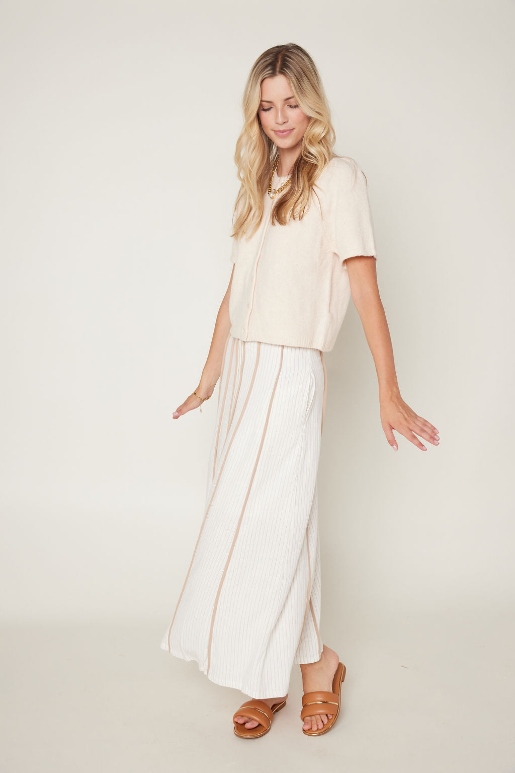 Cali Button Down Contrast Maxi Skirt