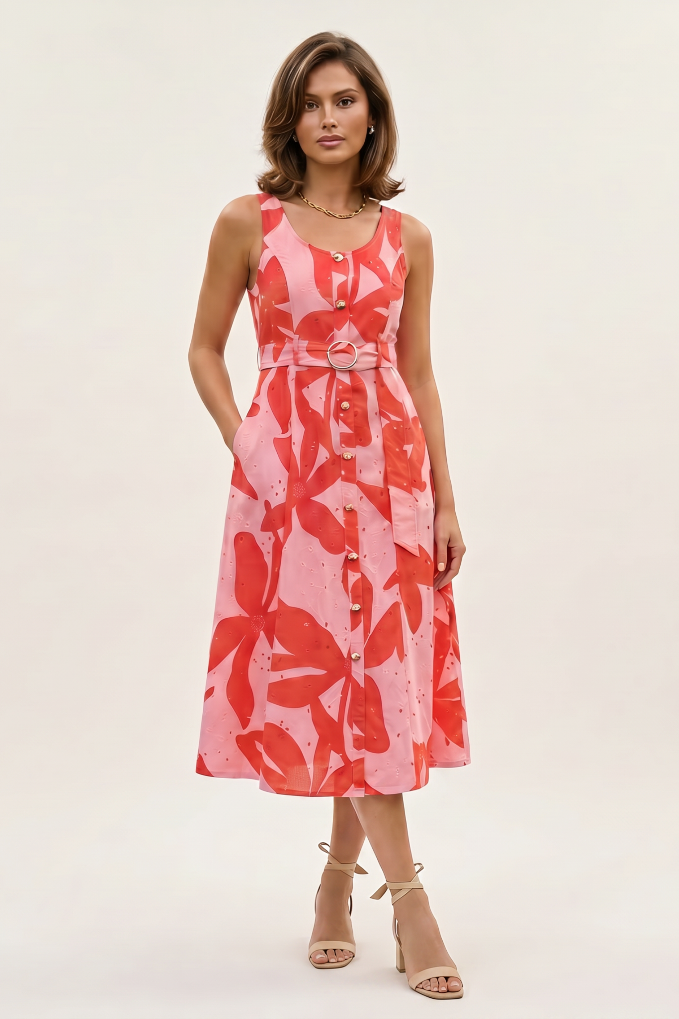 Maya Abstract Floral Print Midi Dress