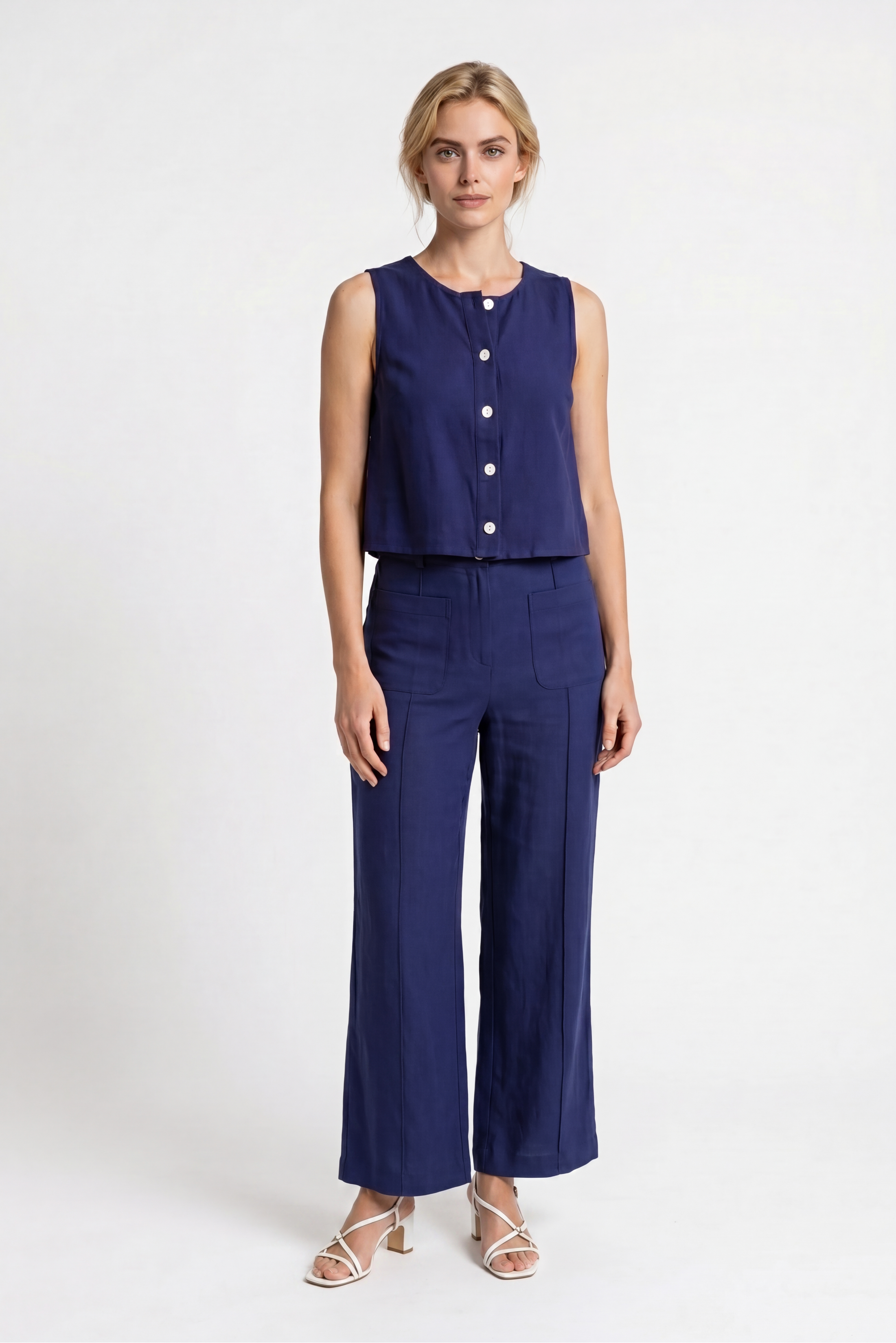 Kaylor Button Up Sleeveless Top