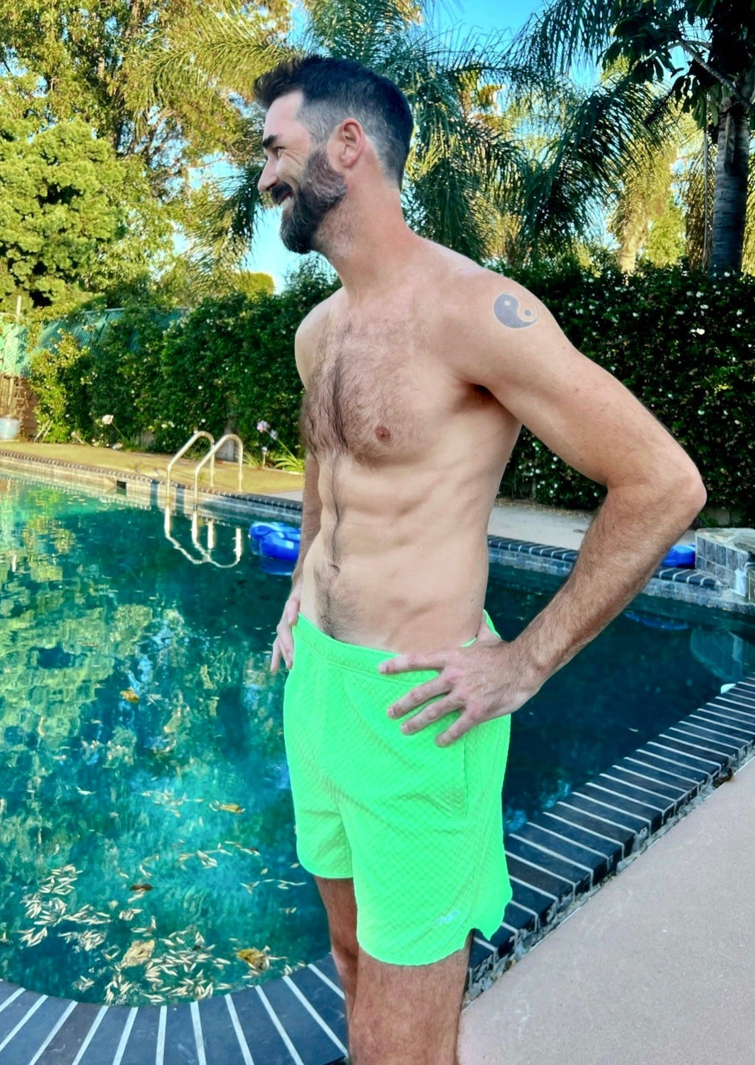 Indio Men's Swim Trunk - Lime Green Check