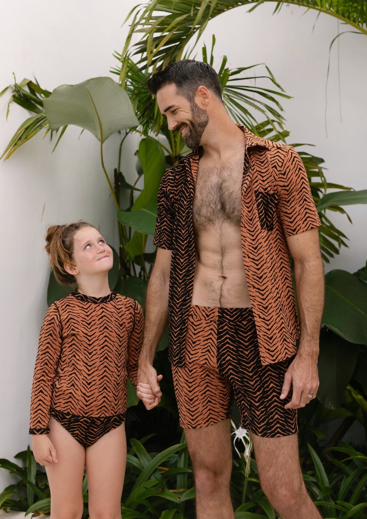 Oceanside Unisex Child's Rashguard Swim Top - Tiger Switch Print