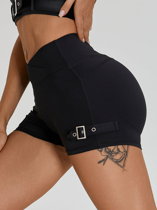 Button Backless V-shape Waist Cargo Style Short Tracksuit