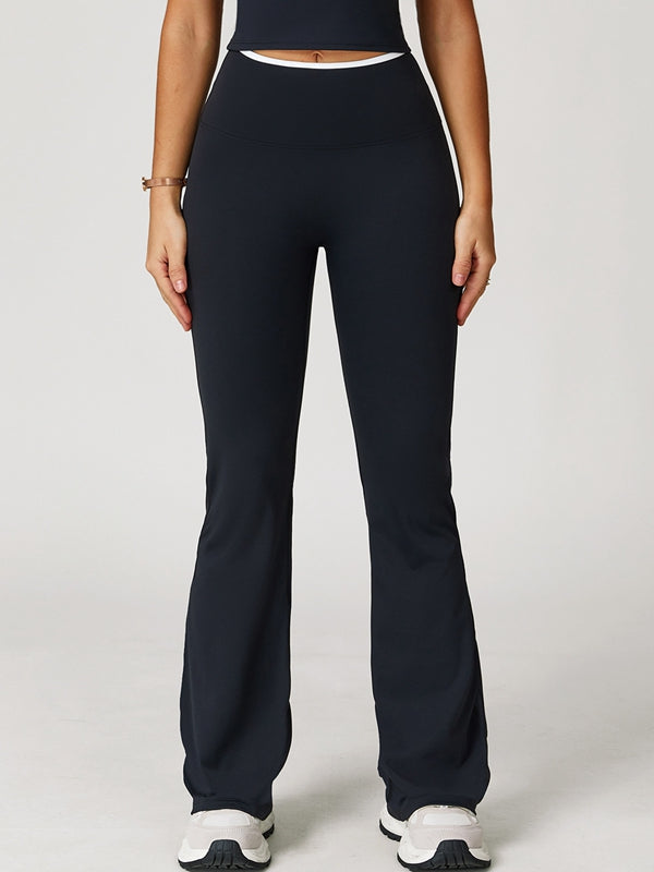 Contrast Color Stripe High-rise Flare Leggings